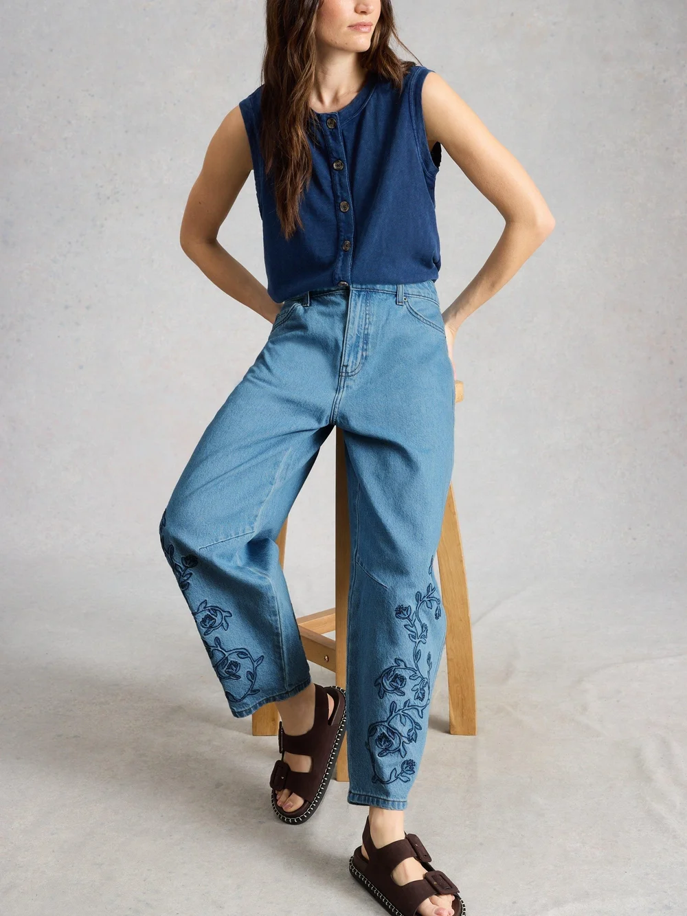 Jean Barrel Aubrey brodé - Lgt Denim - 46/R Image 1