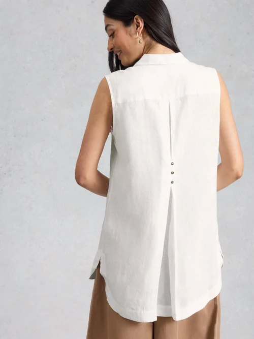 Tunique sans manches en lin Bianca - Bril White - 52/R Image 4