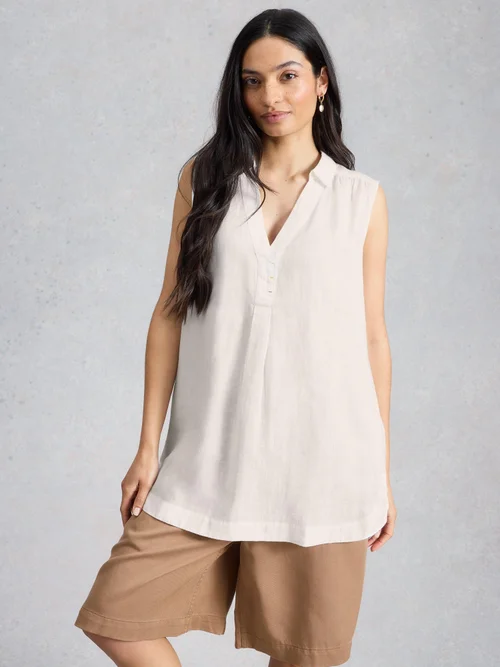 Tunique sans manches en lin Bianca - Bril White - 52/R Image 3