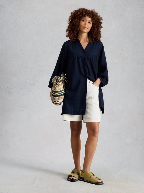 Tunique Raquel en mélange de lin - Dark Navy - 52/R Image 2