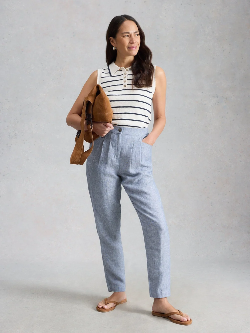 Pantalon En Lin Rowena - Chamb Blue - 52/R Image 1