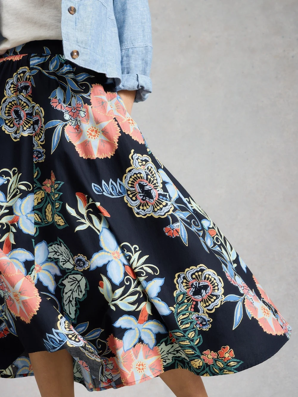 Jupe Midi Abigail - Navy Pr - 50/R Image 1