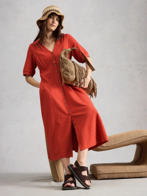 Robe Megan en jersey boutonnée - Mid Red - 46/R Image 3