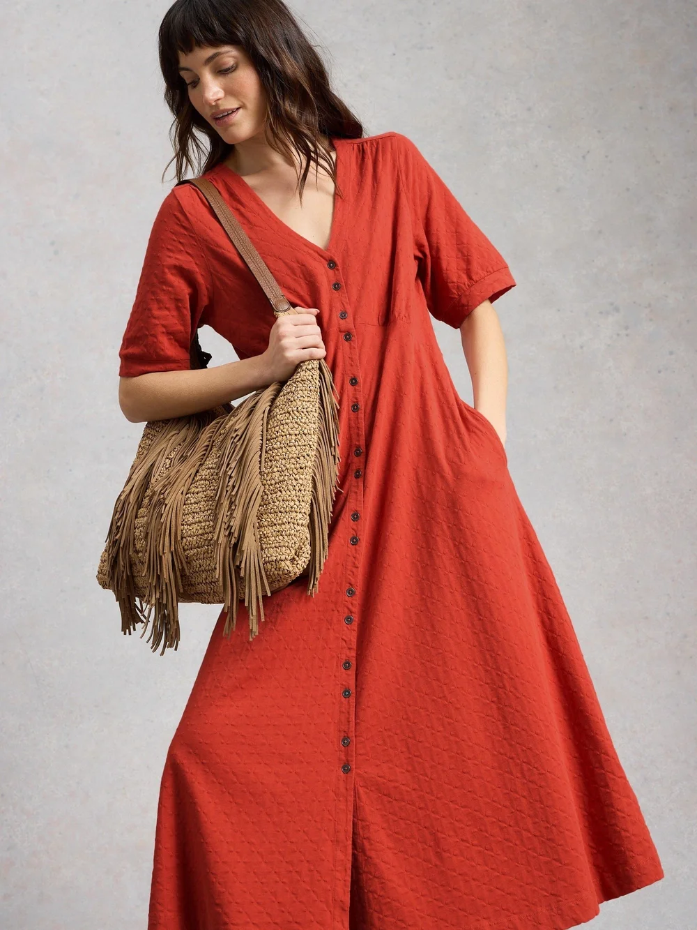 Robe Megan en jersey boutonnée - Mid Red - 46/R Image 1