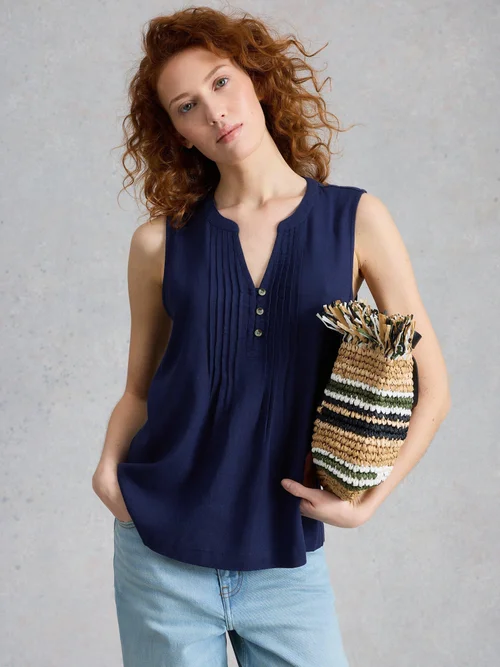 Top en mélange de lin Poppy - Dark Navy - 52 Image 1