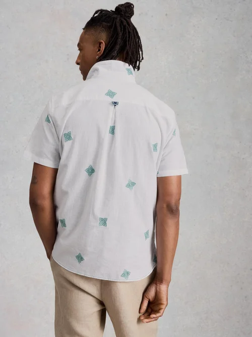 Chemise Bourne SS brodée - White Mlt - XL Image 4