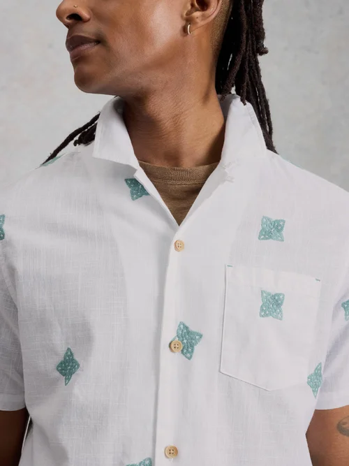 Chemise Bourne SS brodée - White Mlt - XL Image 3