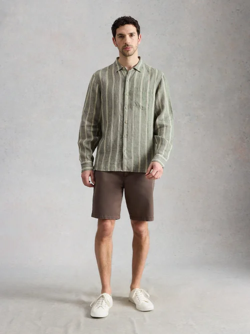 Chemise en lin Keswick à rayures manches longues - Green Mlt - XXXL Image 2