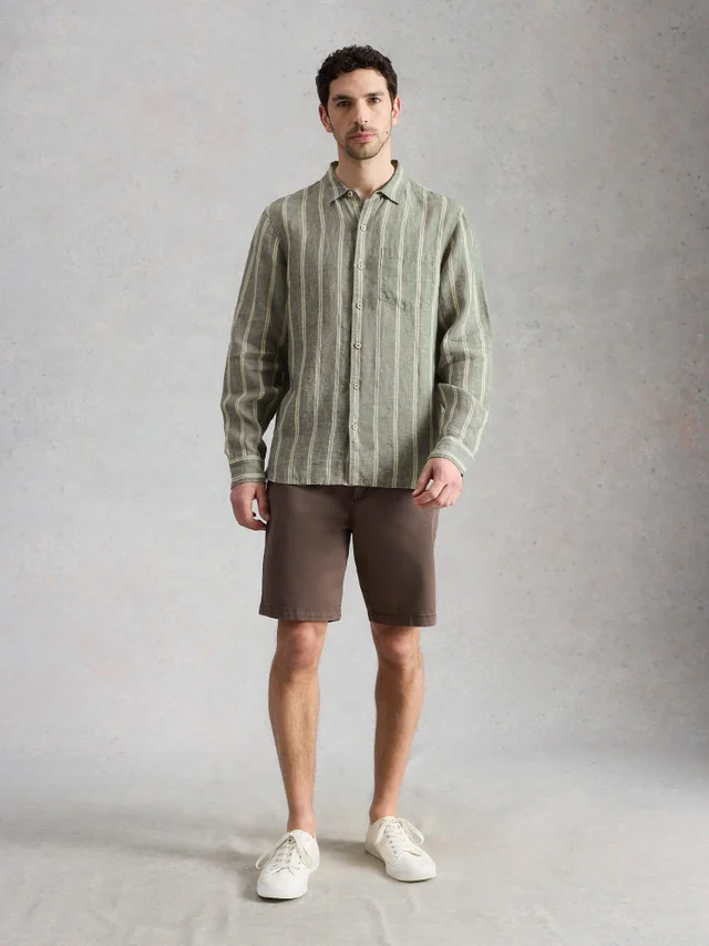 Chemise en lin Keswick à rayures manches longues