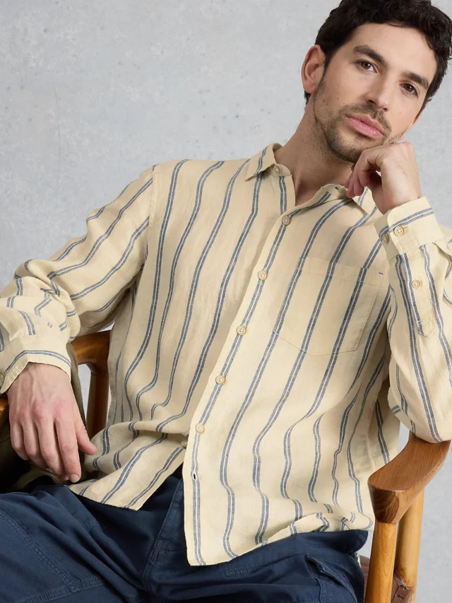 Chemise en lin Keswick à rayures manches longues