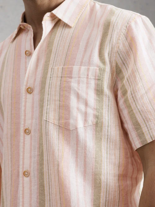 Ely Lin Coton SS Rayé - Orange Mlt - XXXL Image 3