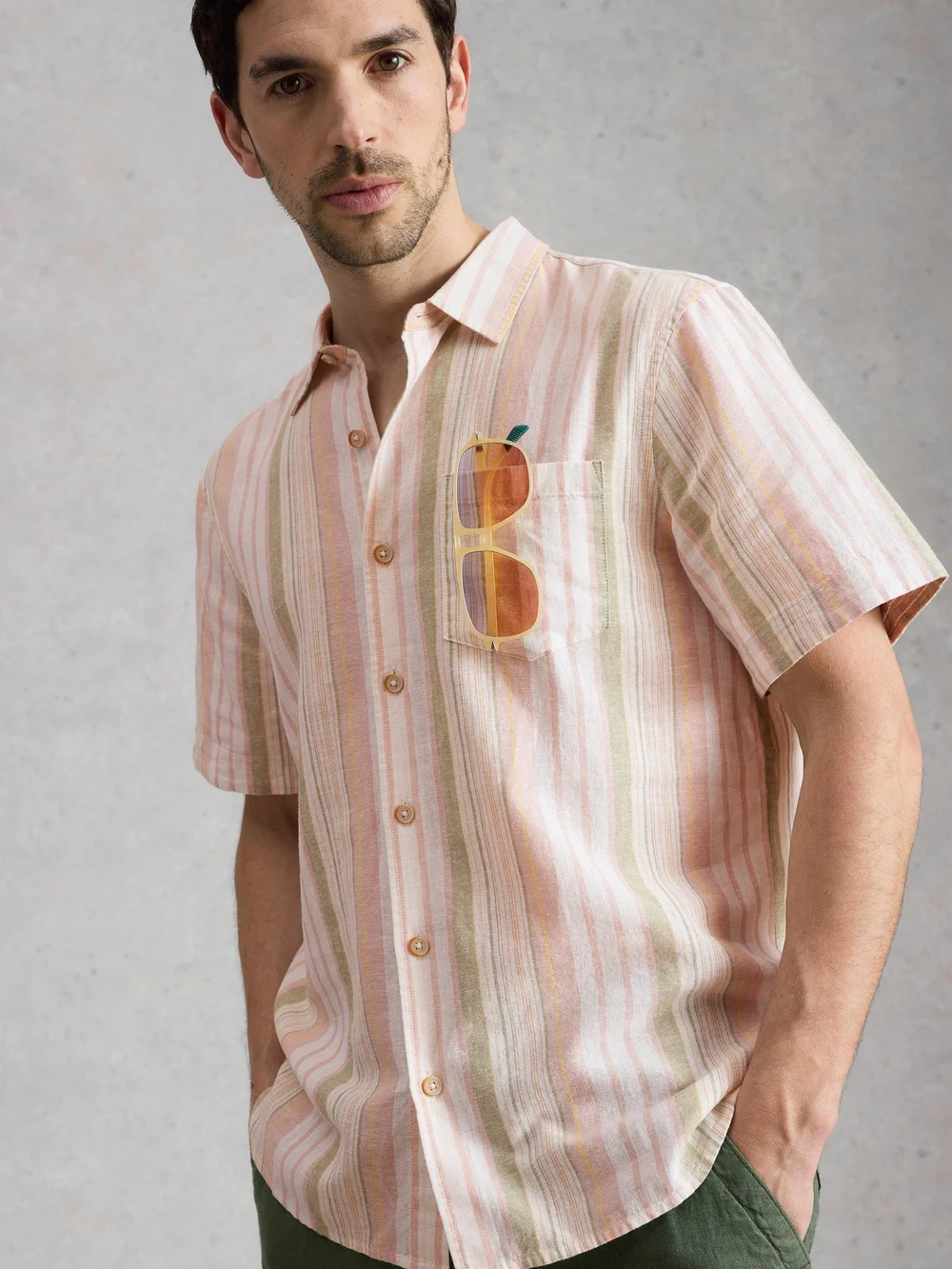 Ely Lin Coton SS Rayé - Orange Mlt - XXXL Image 1