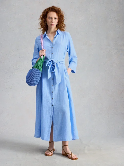 Robe chemise en lin Soma - Chamb Blue - 46/R Image 2