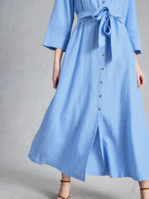 Robe chemise en lin Soma - Chamb Blue - 46/R Image 3