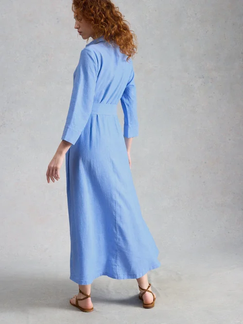 Robe chemise en lin Soma - Chamb Blue - 46/R Image 4