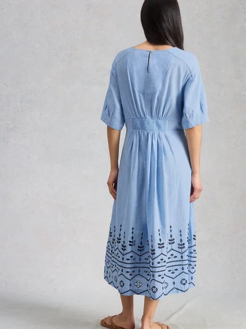 Robe Midi Kate Broderie - Chamb Blue - 52/R Image 4