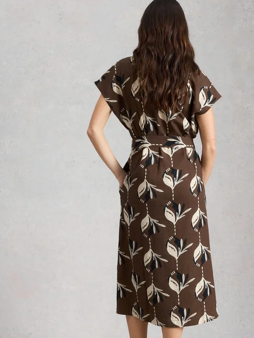 Robe en mélange de lin Mimi - Brown Pr - 50/R Image 4