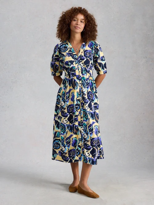 Robe en mélange de lin Fern - Navy Multi - 52/R Image 1