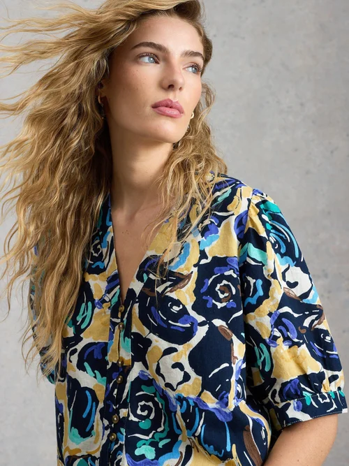 Top en lin Fern - Navy Multi - 52 Image 1