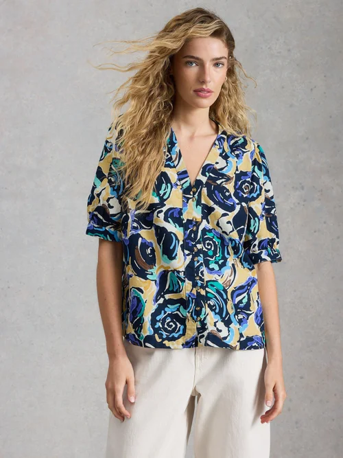 Top en lin Fern - Navy Multi - 52 Image 3