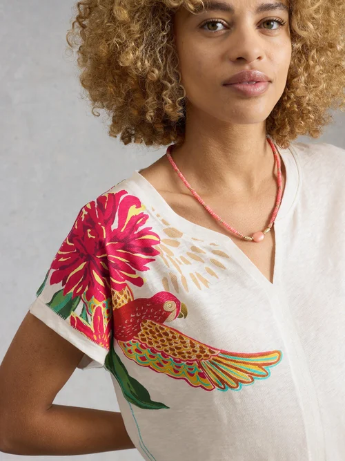 Tee-shirt Nelly à col en V - White Mlt - 48 Image 3