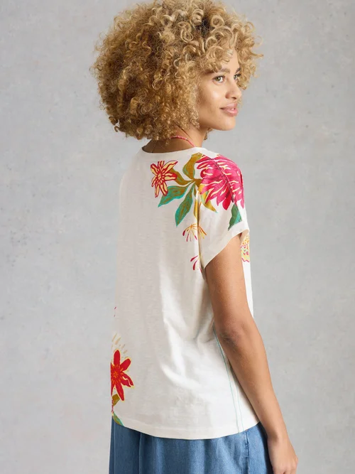 Tee-shirt Nelly à col en V - White Mlt - 48 Image 4