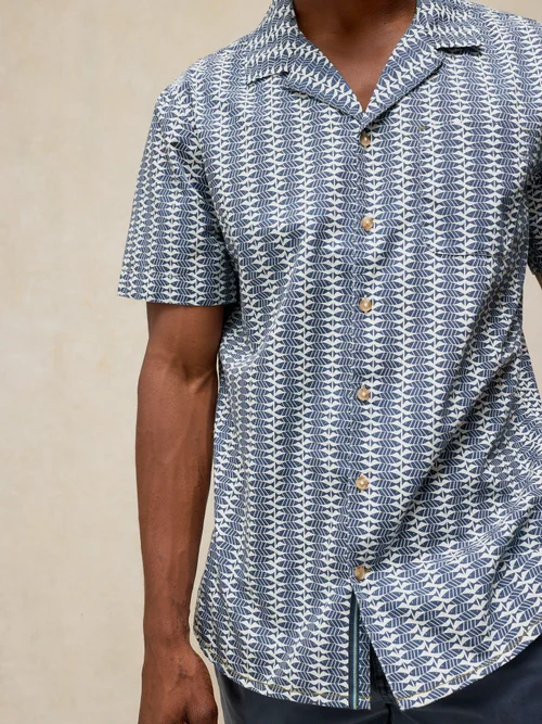 Chemise Hayle à imprimé poisson manches courtes - Navy Pr - XXXL/R Image 3