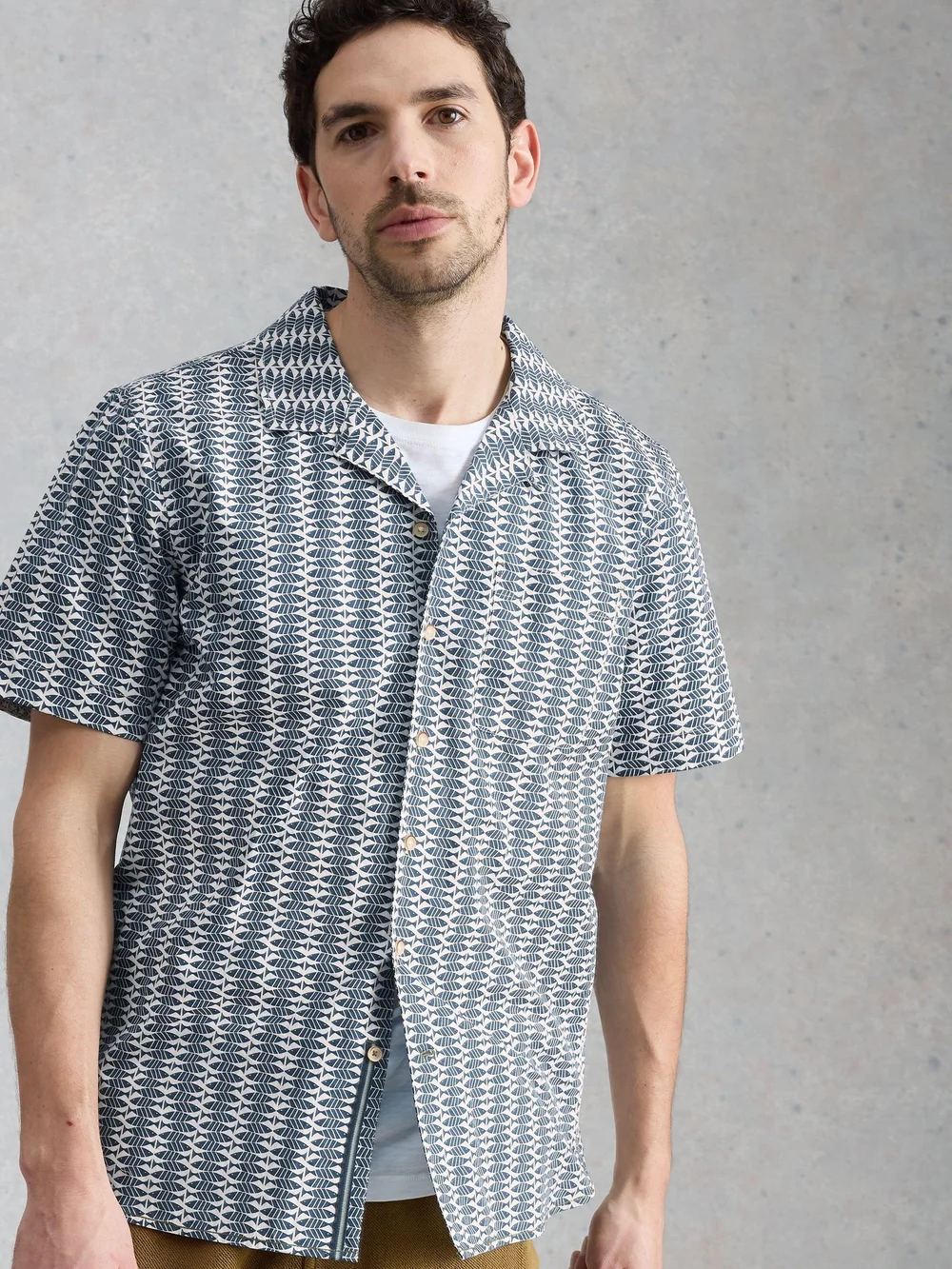 Chemise Hayle à imprimé poisson manches courtes - Navy Pr - XXL/R Image 1