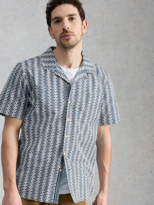 Chemise Hayle à imprimé poisson manches courtes - Navy Pr - XXL/R Image 1