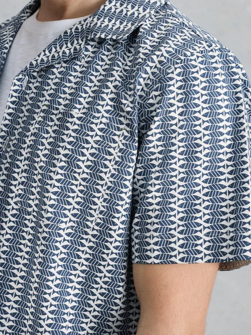 Chemise Hayle à imprimé poisson manches courtes - Navy Pr - XXL/R Image 3