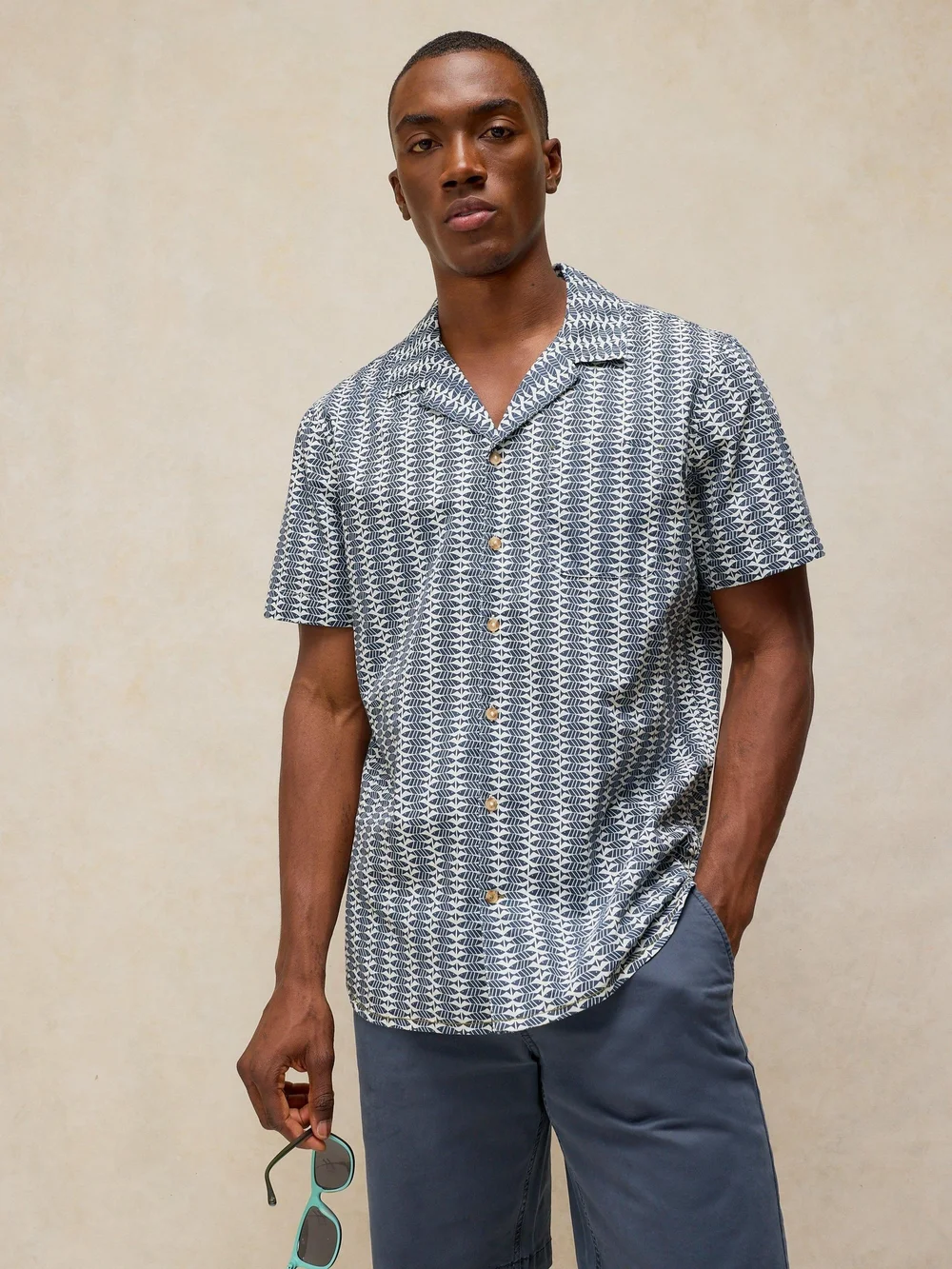Chemise Hayle à imprimé poisson manches courtes - Navy Pr - XXXL/R Image 1