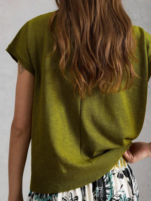 Tee-shirt Nova en mélange de lin - Mid Green - 52 Image 4