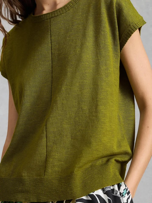 Tee-shirt Nova en mélange de lin - Mid Green - 52 Image 3