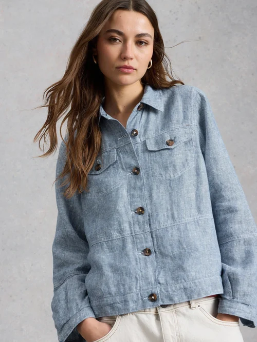Veste Camille en lin - Chamb Blue - 50/R Image 3