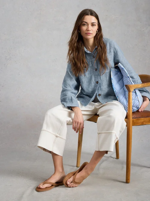 Veste Camille en lin - Chamb Blue - 50/R Image 1