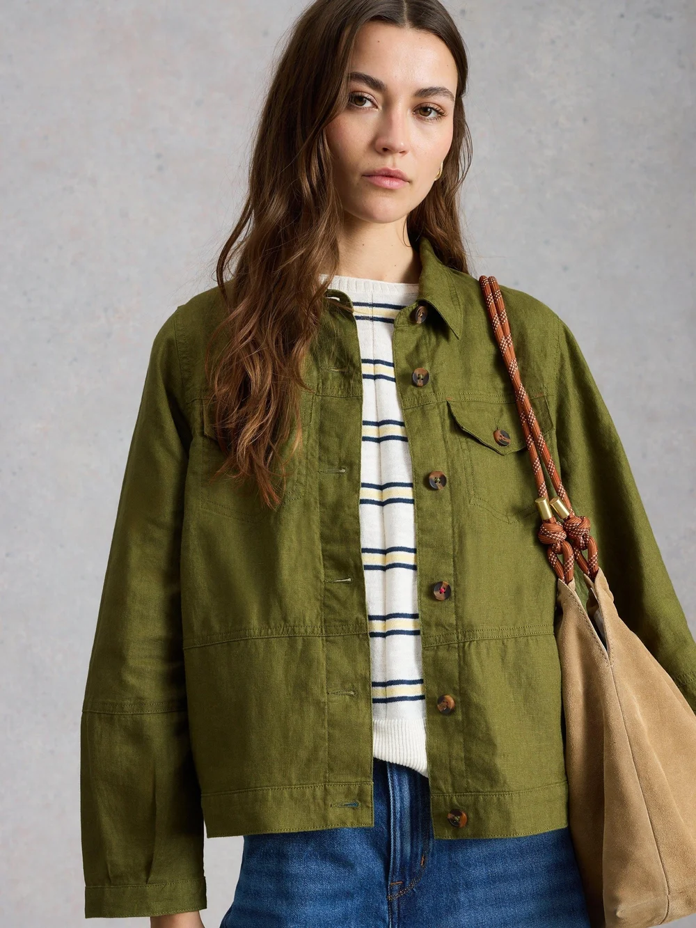 Veste Camille en lin - Mid Green - 52/R Image 1