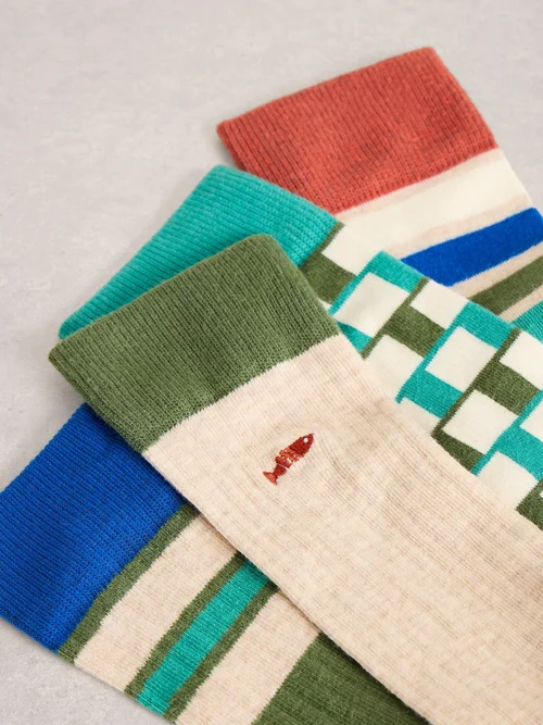 Lot de 4 Paires de Chaussettes Cheville à Motifs - Nat Mlt - 44-46 Image 3
