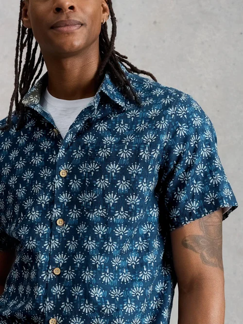 Chemise Finsbury à imprimé batik manches courtes - Navy Pr - XL/R Image 3
