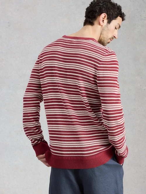 Pull Attadale à rayures fines col rond - Red Mlt - XXL/R Image 4