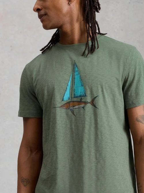 T-shirt graphique Abersoch Fish Sail - Green Pr - XXL/R Image 3