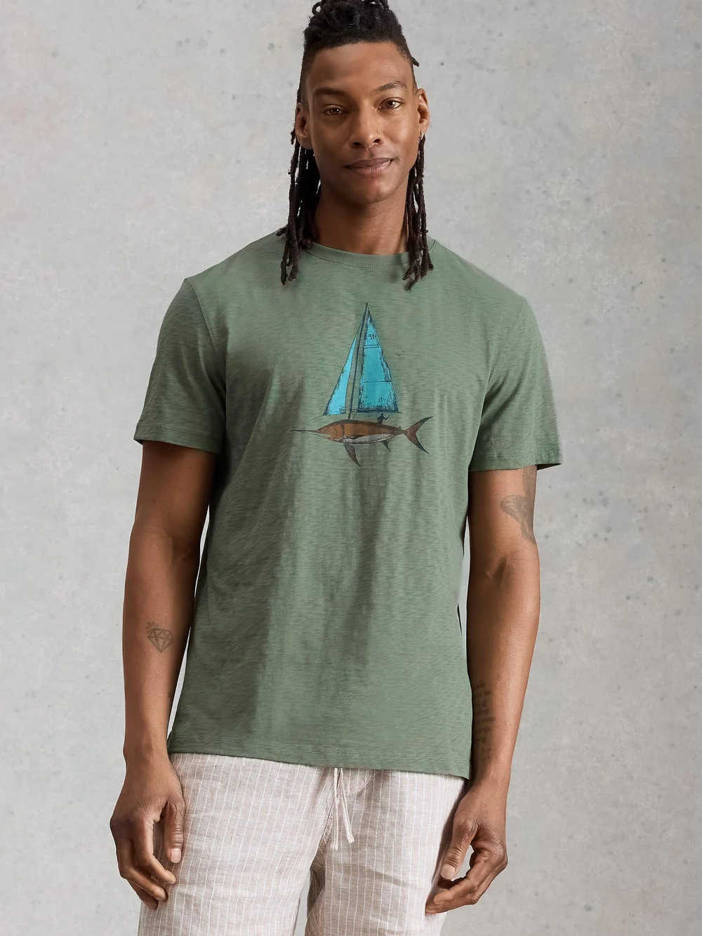 T-shirt graphique Abersoch Fish Sail - Green Pr - XXL/R Image 1