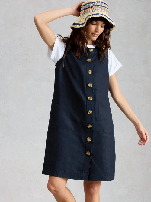 Robe droite Millie en lin - Dark Navy - 52/R Image 1