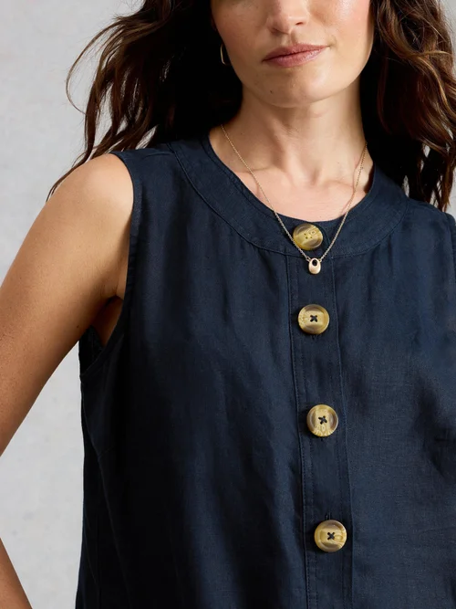 Robe droite Millie en lin - Dark Navy - 52/R Image 3