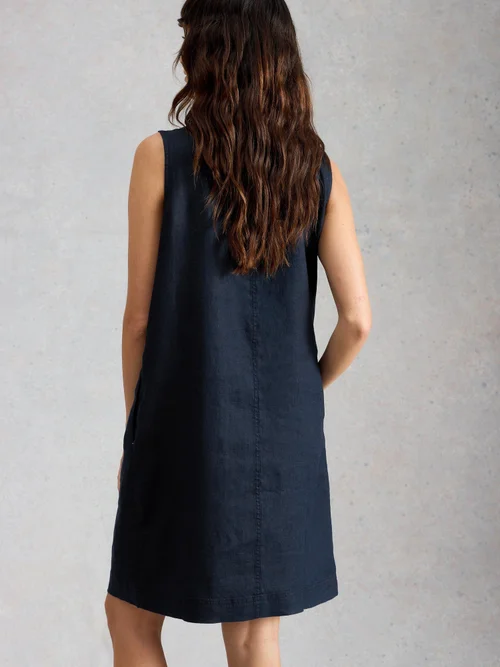 Robe droite Millie en lin - Dark Navy - 52/R Image 4