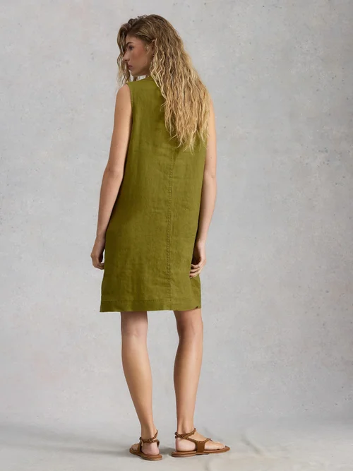 Robe droite Millie en lin - Mid Green - 52/R Image 4