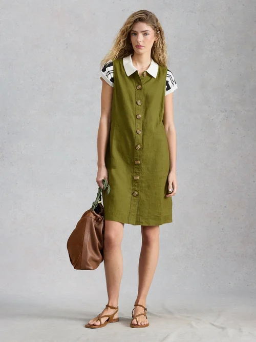 Robe droite Millie en lin - Mid Green - 52/R Image 2