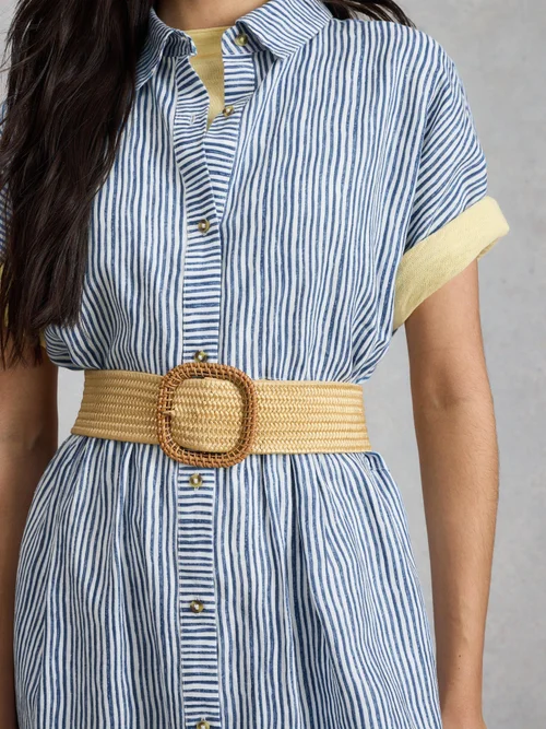 Robe en lin à rayures Annabelle - Blue Mlt - 52/R Image 3