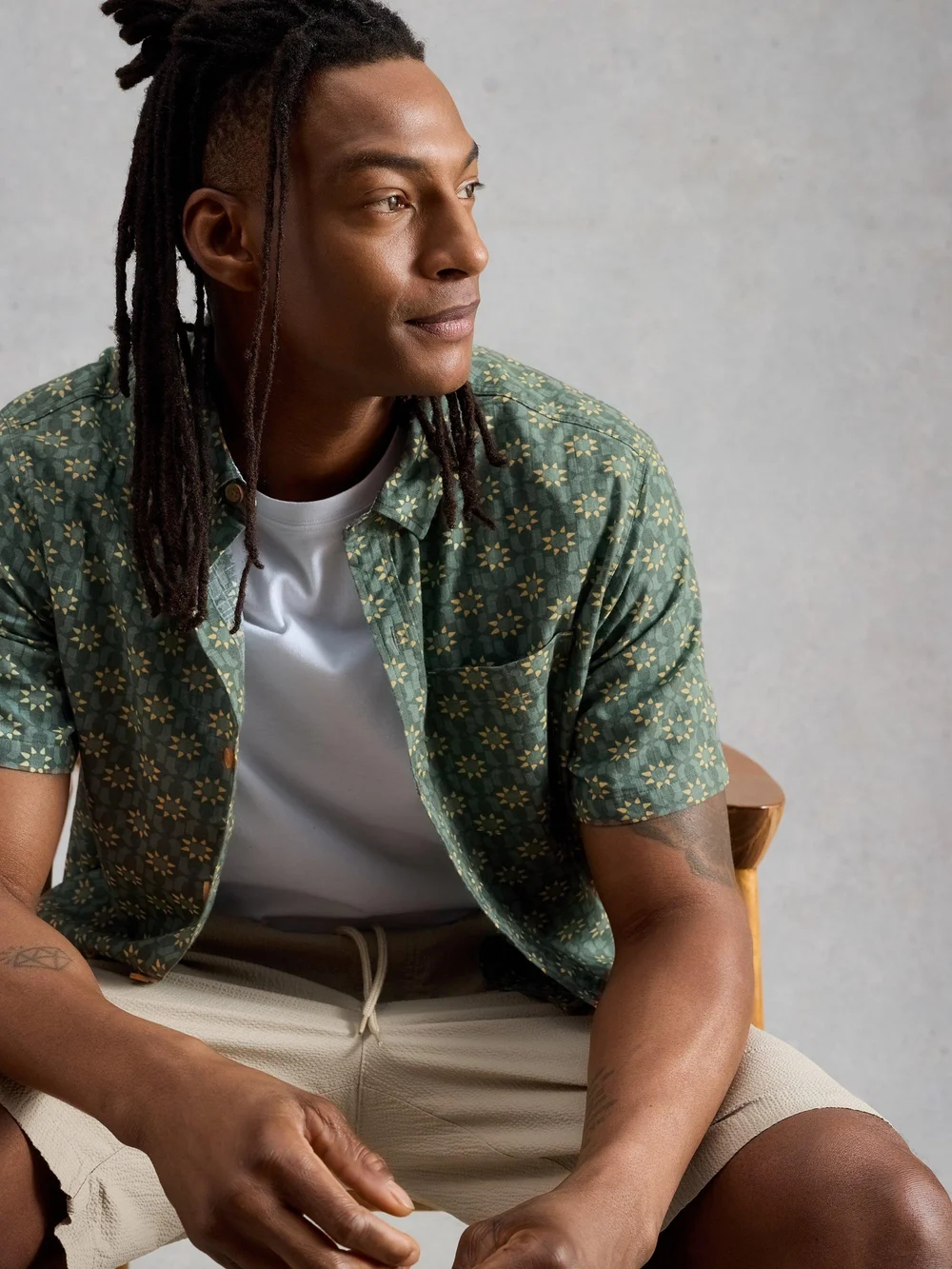 Chemise Finsbury SS Sun Print - Green Pr - XL/R Image 1