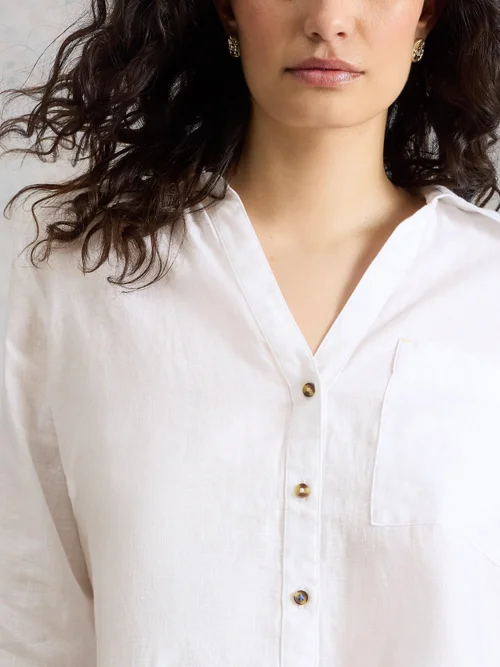 Chemise boyfriend Sadie en lin - Bril White - 46/R Image 3