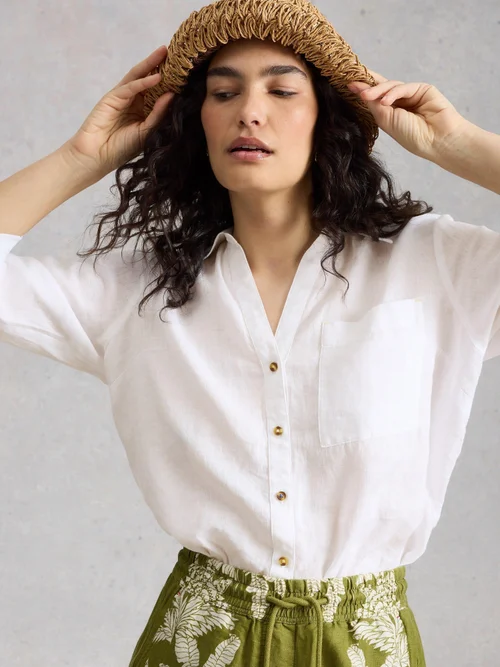 Chemise boyfriend Sadie en lin - Bril White - 46/R Image 2